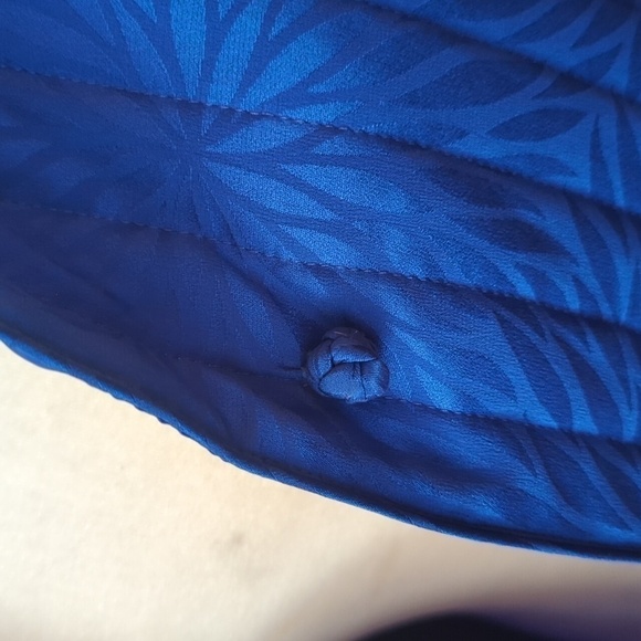 Vtg Chez Soie 100% silk quilted asian style chic lightweight blue blazer sz M - Picture 4 of 8